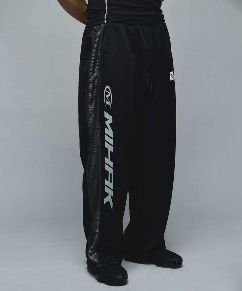 스폰서 로고 메쉬 저지 와이드 팬츠 (BLACK)