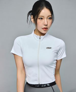 메탈 로고 숏 슬리브 집업 자켓 (WHITE)