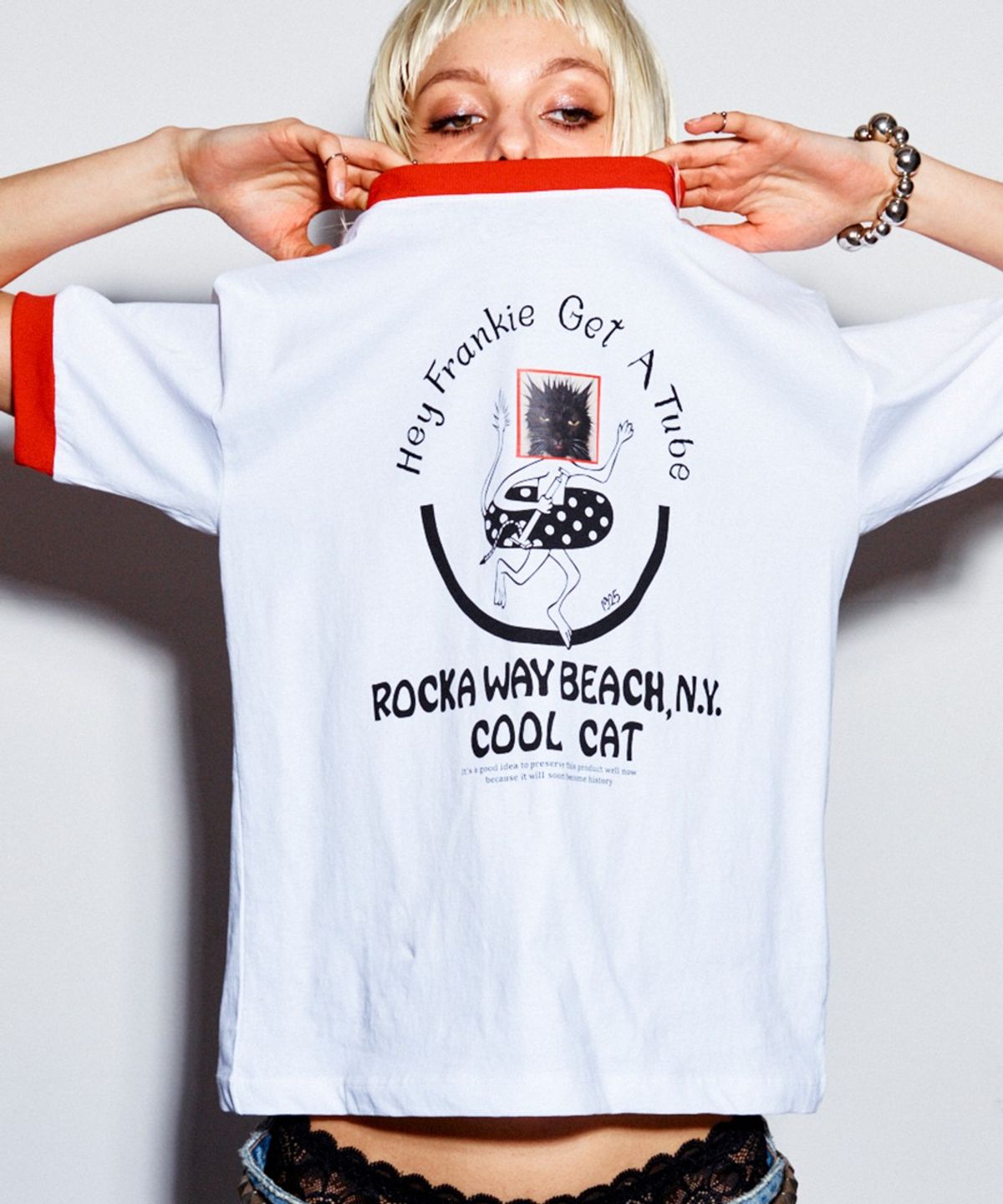 하이타이드 프랭키(HIGHTIDEFRANKIE) Cool Cat Ringer Tee Red