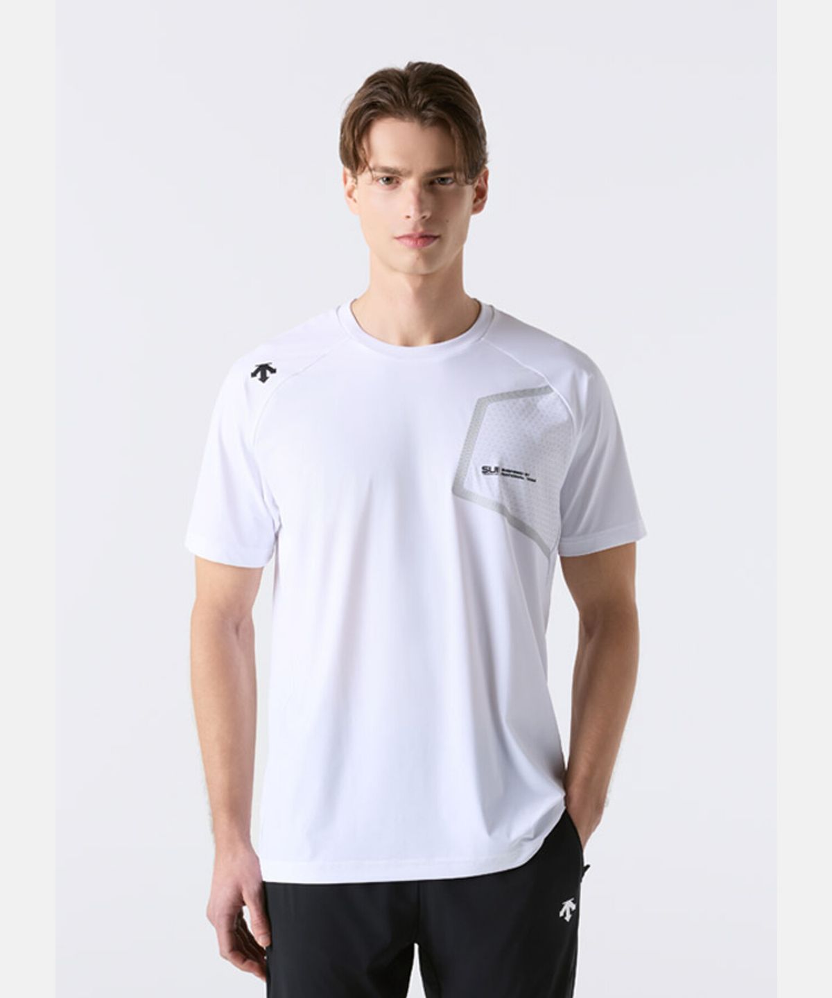 데상트(DESCENTE) 스위스 트라이애슬론 메쉬 트리코트 반팔 티셔츠 화이트 SR221ITS52