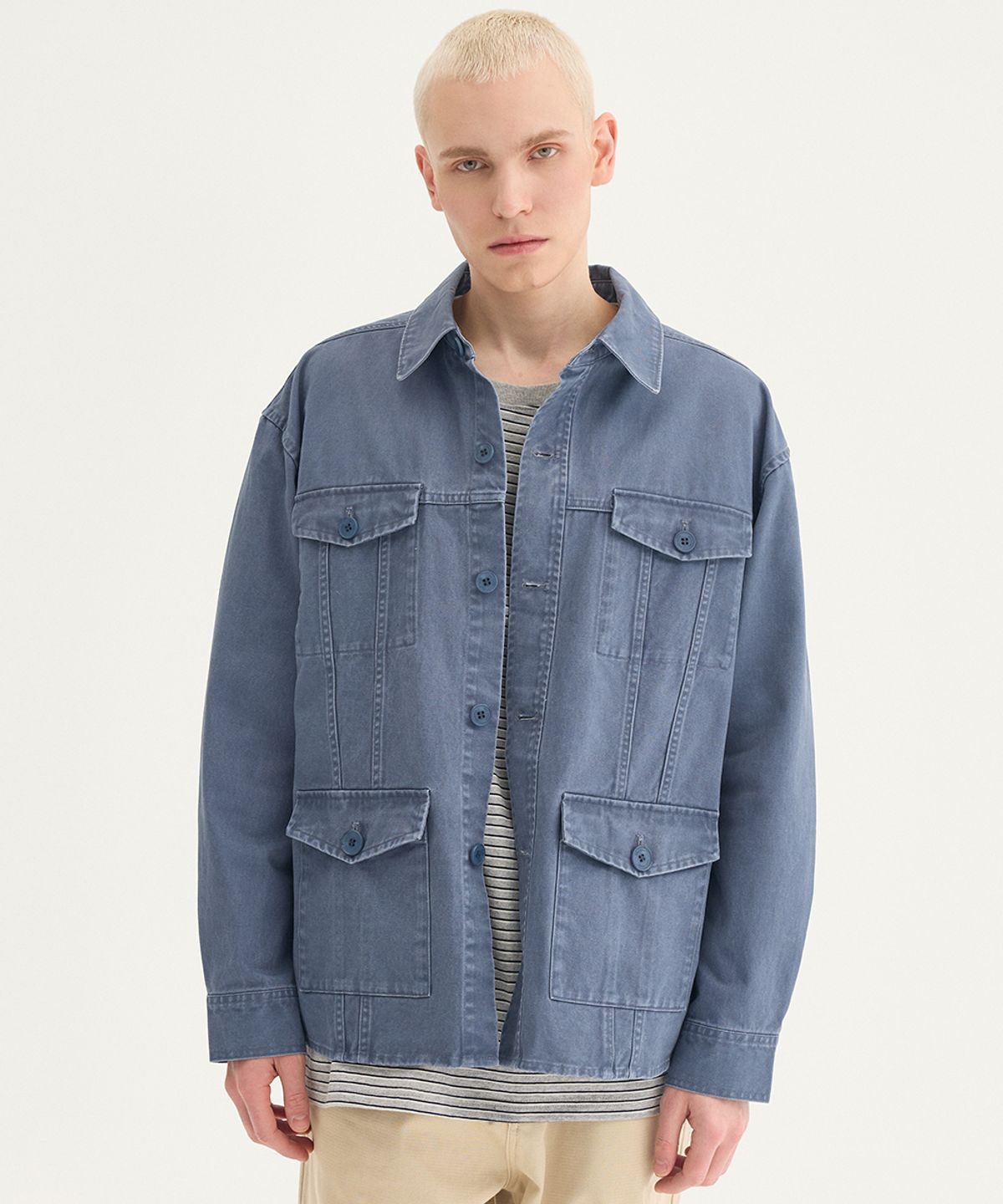 웨스트 그랜드 블러바드(WEST GRAND BOULEVARD) 쿠퍼 워시드 코튼 초어 자켓 WASHED BLUE