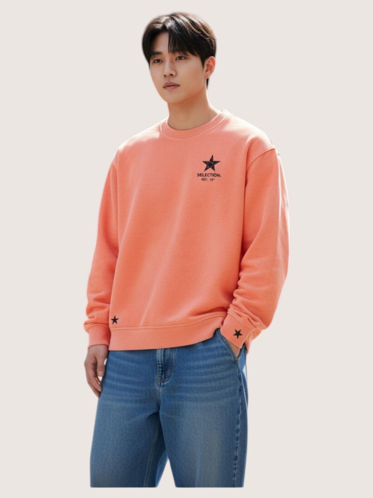 지블랙(ZBLACK) 스타셀렉션 더블스타 맨투맨 코랄