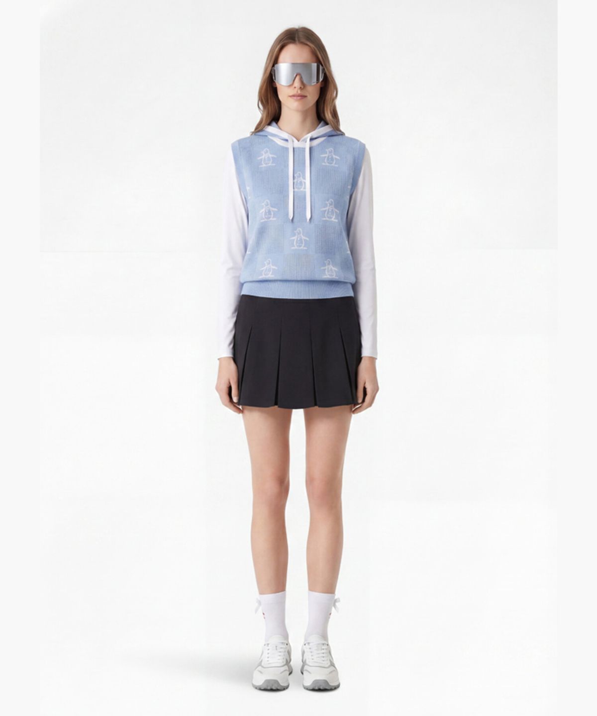 먼싱웨어(MUNSINGWEAR) 여성 썸머 플리츠 스커트 블랙 MR222LSK41