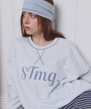 웨이브 스티치 아플리케 스웻 셔츠 백메란지