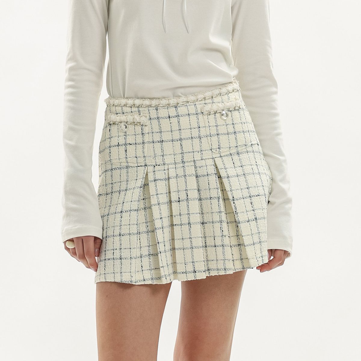 웬스데이딜라잇(WEDNESDAY DELIGHT) WD_Check tweed mini skirt_IVORY