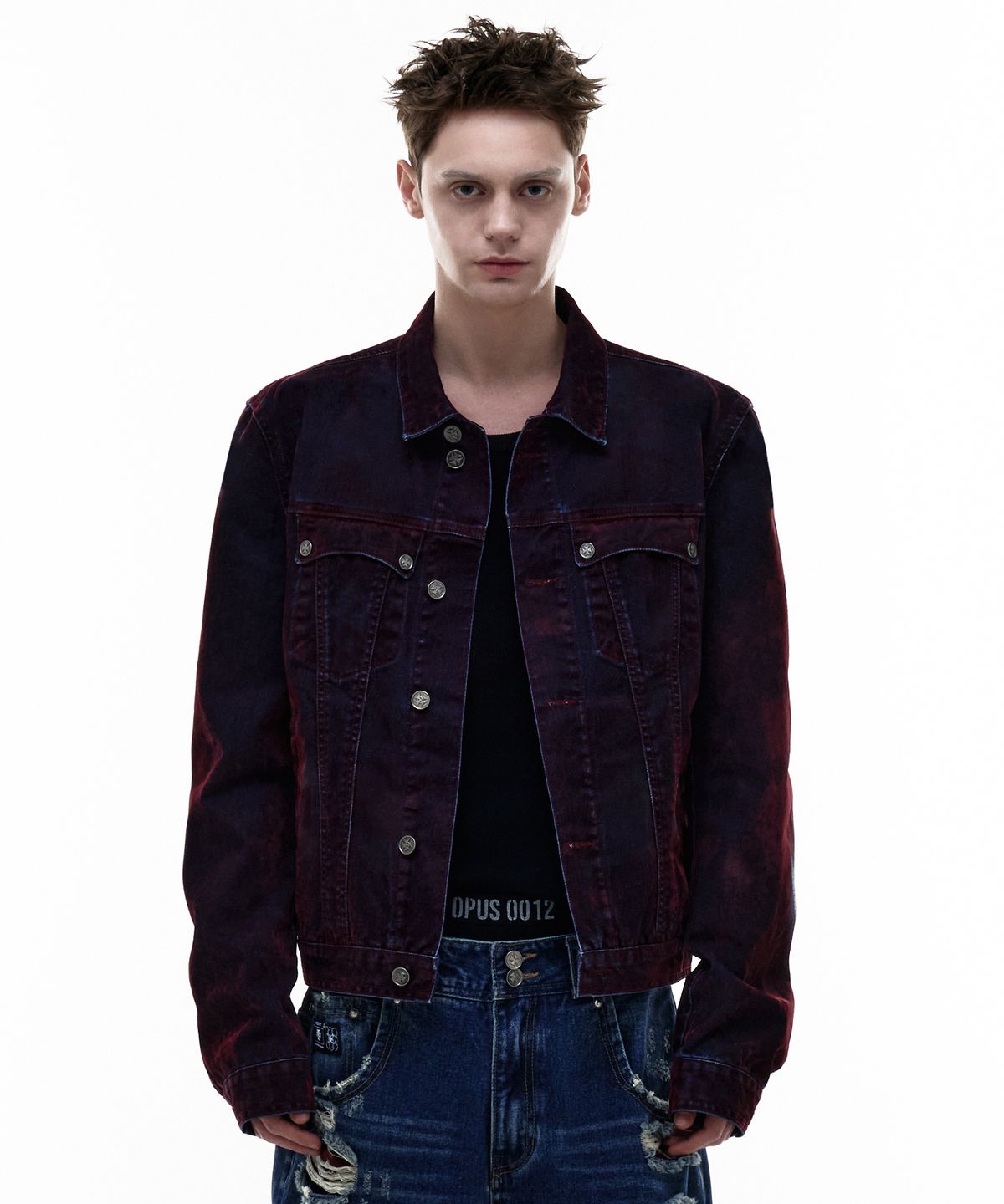 오퍼스 0012(OPUS 0012) Op. 03 OMEN VELVET DENIM JACKET BURGUNDY