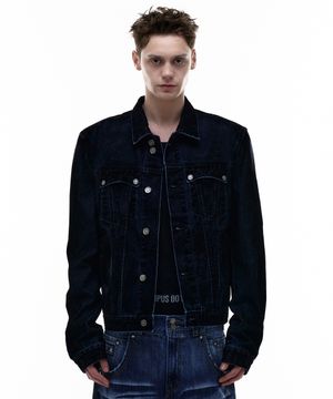 Op. 03 OMEN VELVET DENIM JACKET BLACK