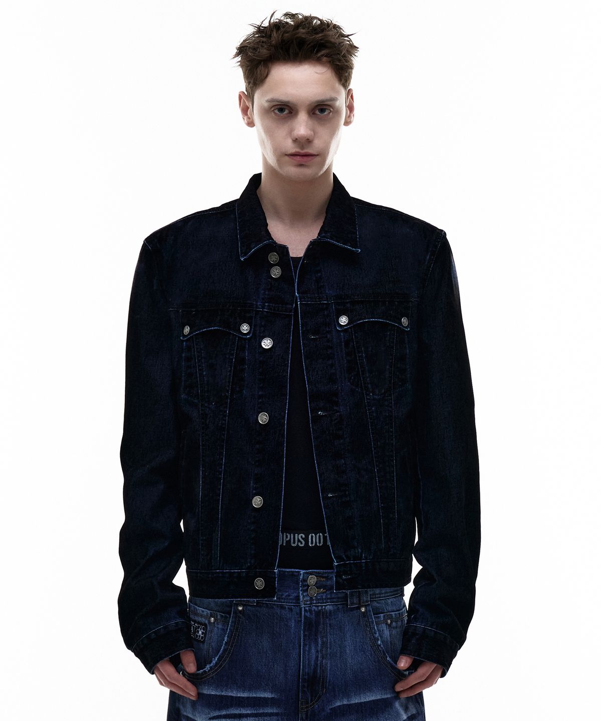 오퍼스 0012(OPUS 0012) Op. 03 OMEN VELVET DENIM JACKET BLACK