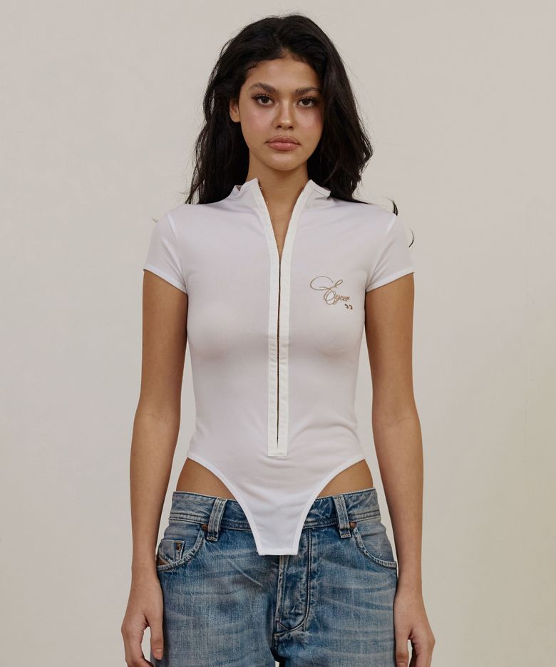 Script Logo Hook Short Sleeve Top - White