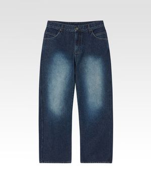 루나 커브드 데님 진스 워시드 인디고