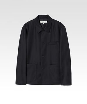 핀스트라이프 싱글 유니폼 블레이저 블랙