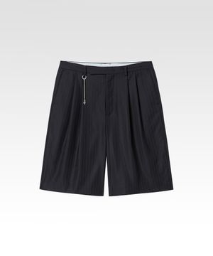 핀스트라이프 울 투턱 쇼츠 블랙