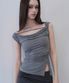 Draped Strap Sleeveless Top (Charcoal)