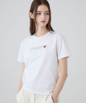 DGDP 레오파드 하트 세미크롭 반팔_화이트