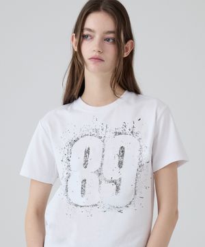 DGDP 빈티지 넘버 세미크롭 반팔_화이트