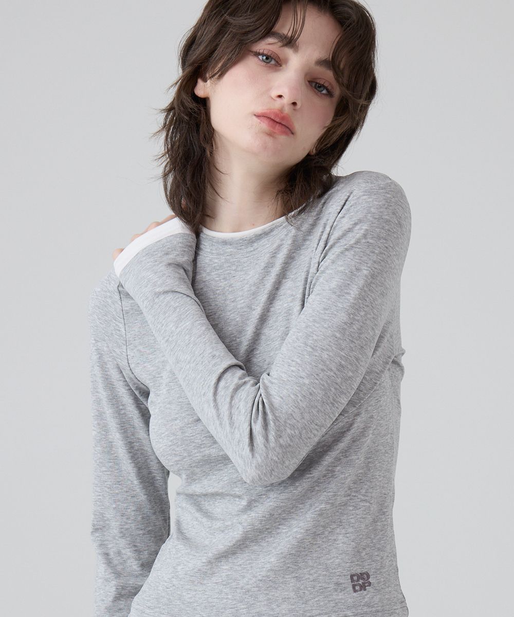 [SET] 사이드 셔링 레이어드 티셔츠 라이트그레이 MDTS067LGRAY source detail 60