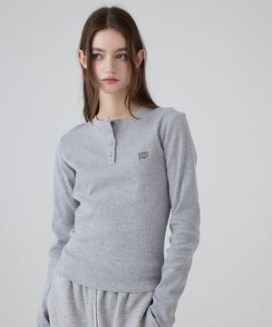 DGDP 스퀘어 로고 슬림핏 롱슬리브_멜란지그레이