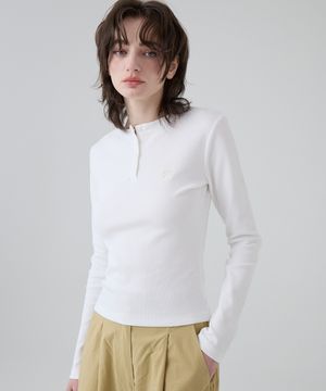 DGDP 스퀘어 로고 슬림핏 롱슬리브_화이트