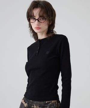 DGDP 스퀘어 로고 슬림핏 롱슬리브_블랙