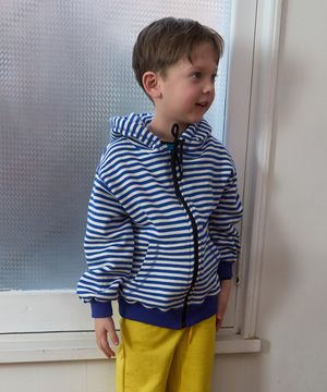 5104. 스트라이프 후드 집업 _ 블루