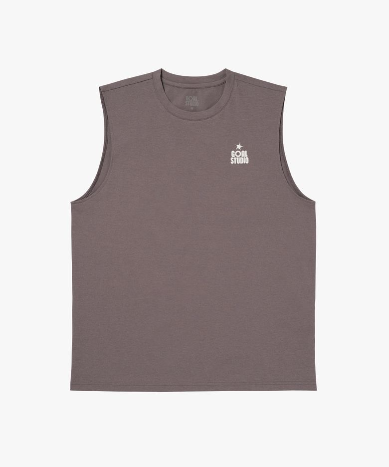 MS ESSENTIAL AIRDRY SLEEVELESS-BROWN
