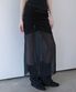 Layered Chiffon Long Skirt (Black)