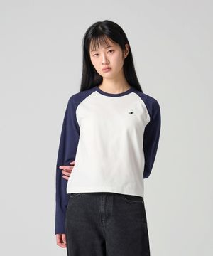 여성 C로고 레글런 롱슬리브 티셔츠 Navy