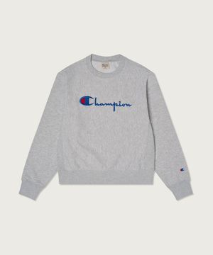 여성 리버스위브 빅 로고 크롭 스웨트셔츠 Light Grey