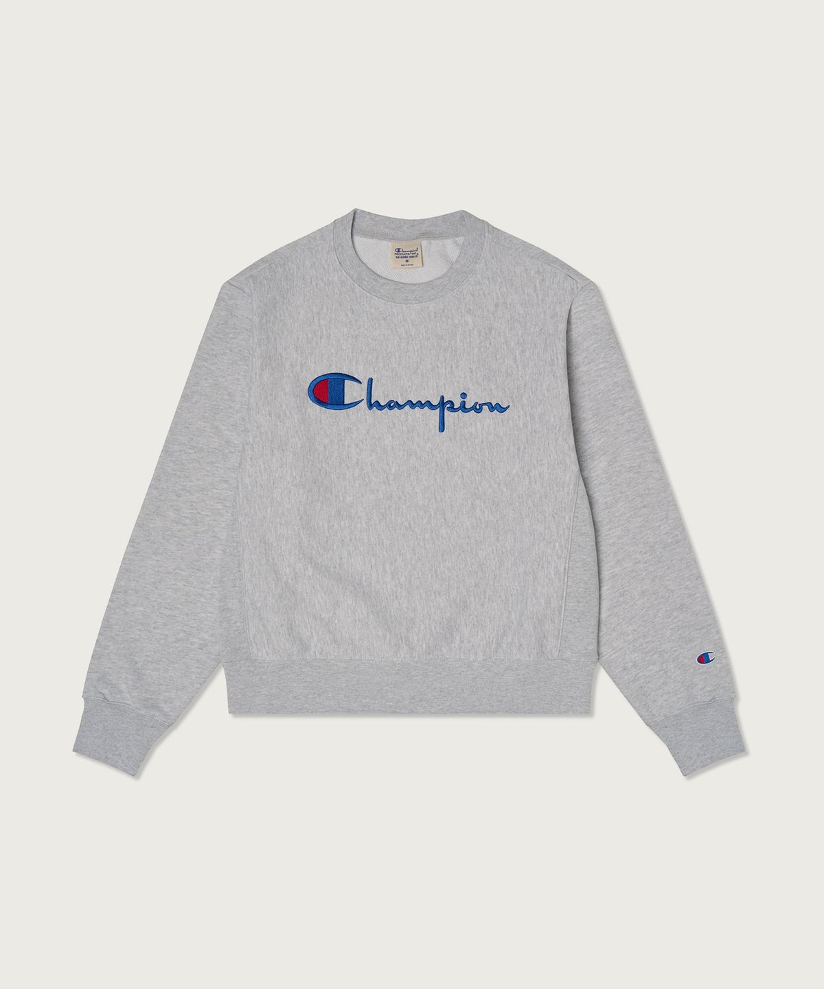 챔피온(CHAMPION) 여성 리버스위브 빅 로고 크롭 스웨트셔츠 Light Grey