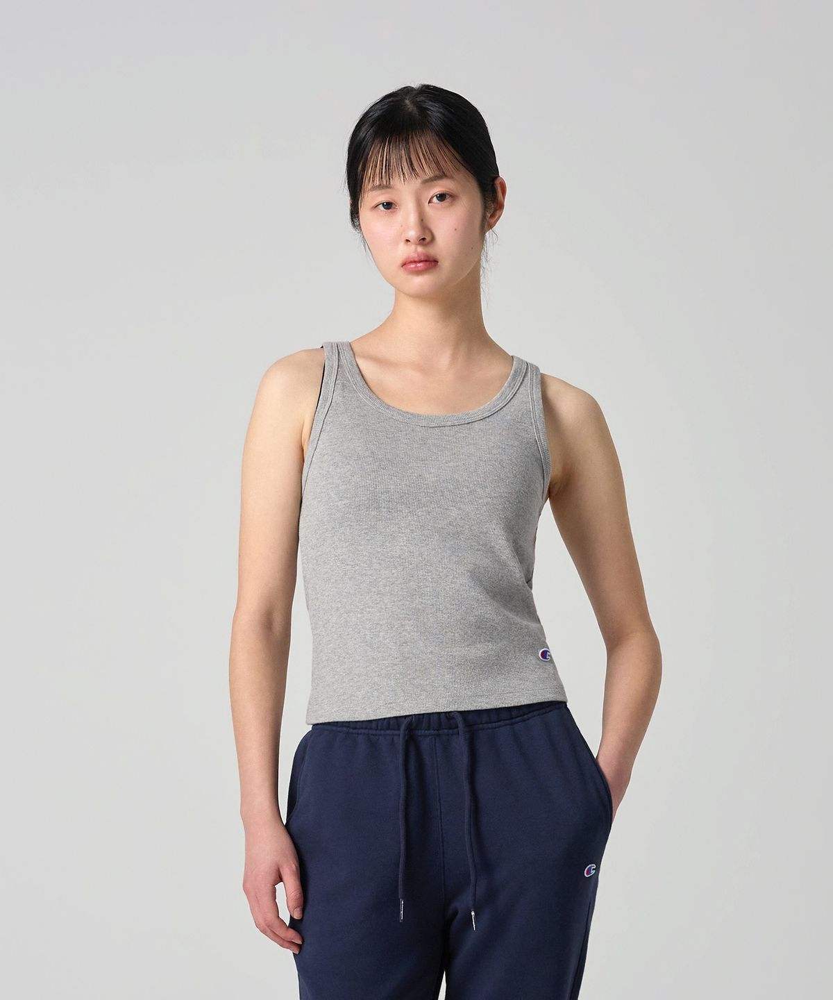챔피온(CHAMPION) 여성 C로고 베이직 슬리브리스 Grey