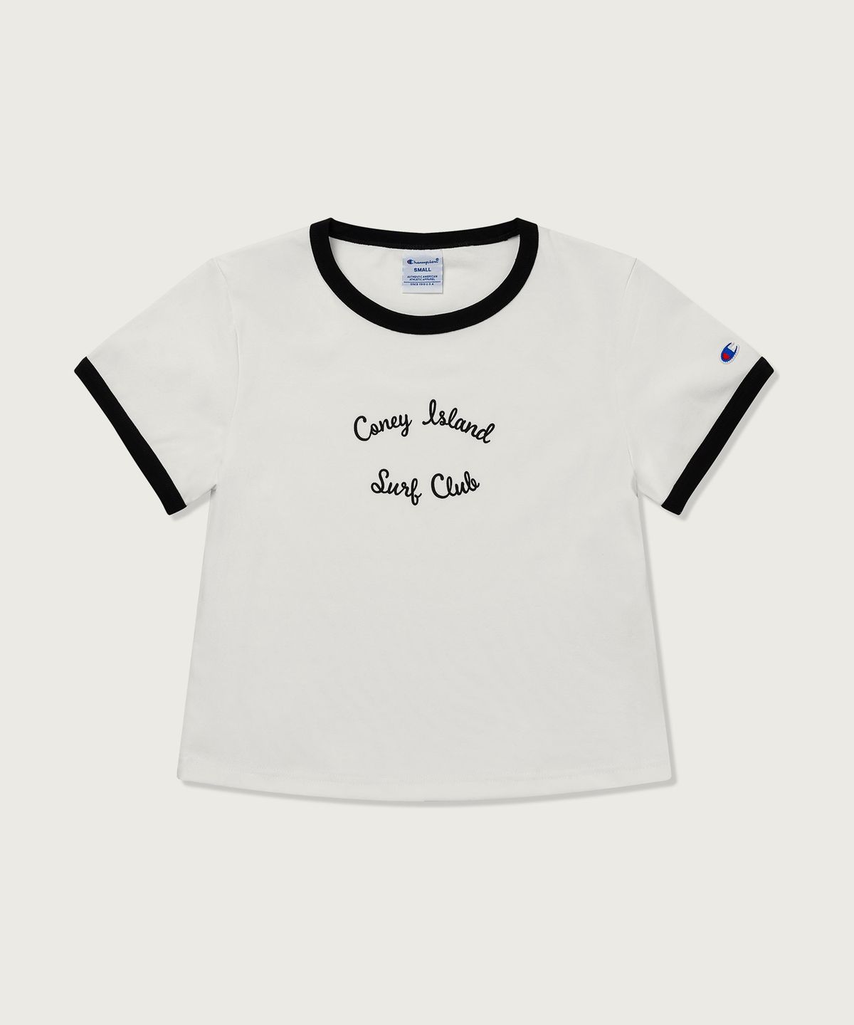 챔피온(CHAMPION) 여성 코니아일랜드 크롭 링거 티셔츠 White