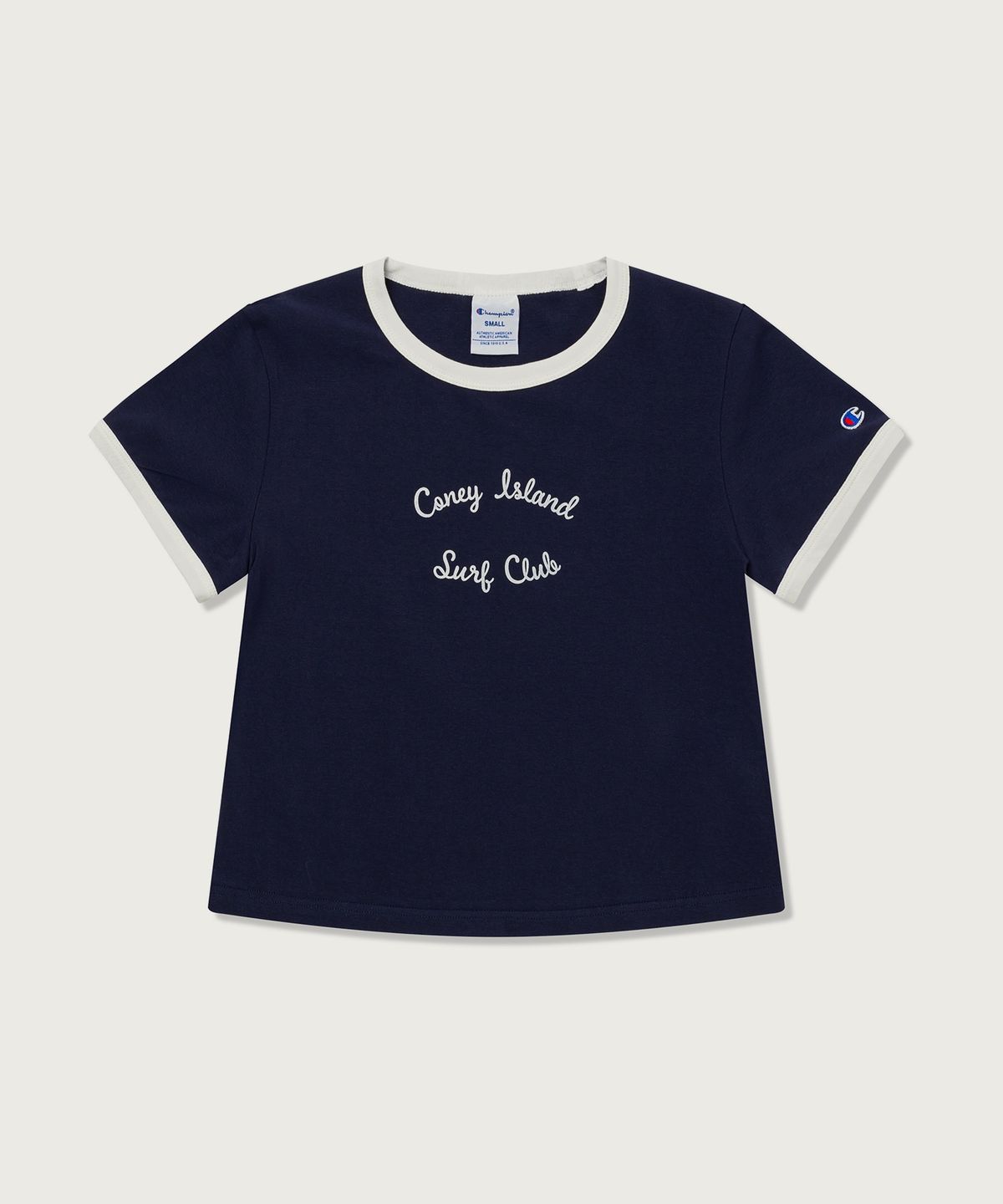 챔피온(CHAMPION) 여성 코니아일랜드 크롭 링거 티셔츠 Navy