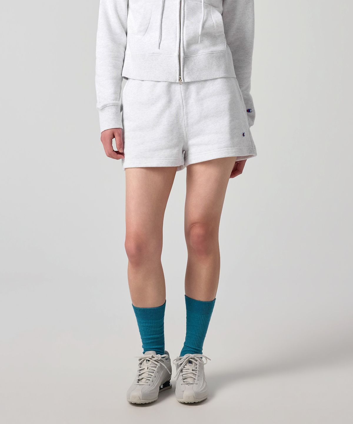 챔피온(CHAMPION) 여성 C로고 스웨트 쇼츠 Light Grey