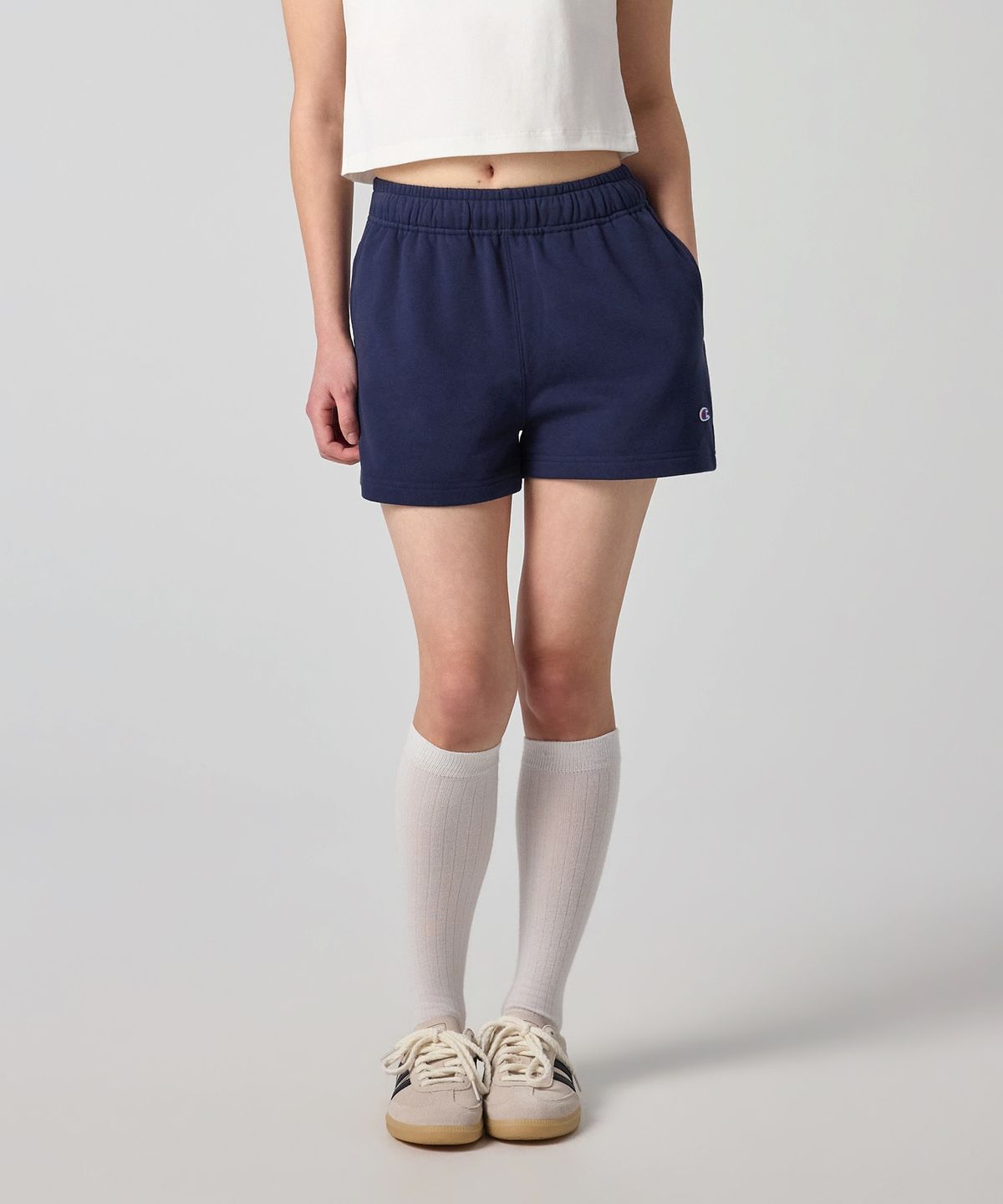 챔피온(CHAMPION) 여성 C로고 스웨트 쇼츠 Navy