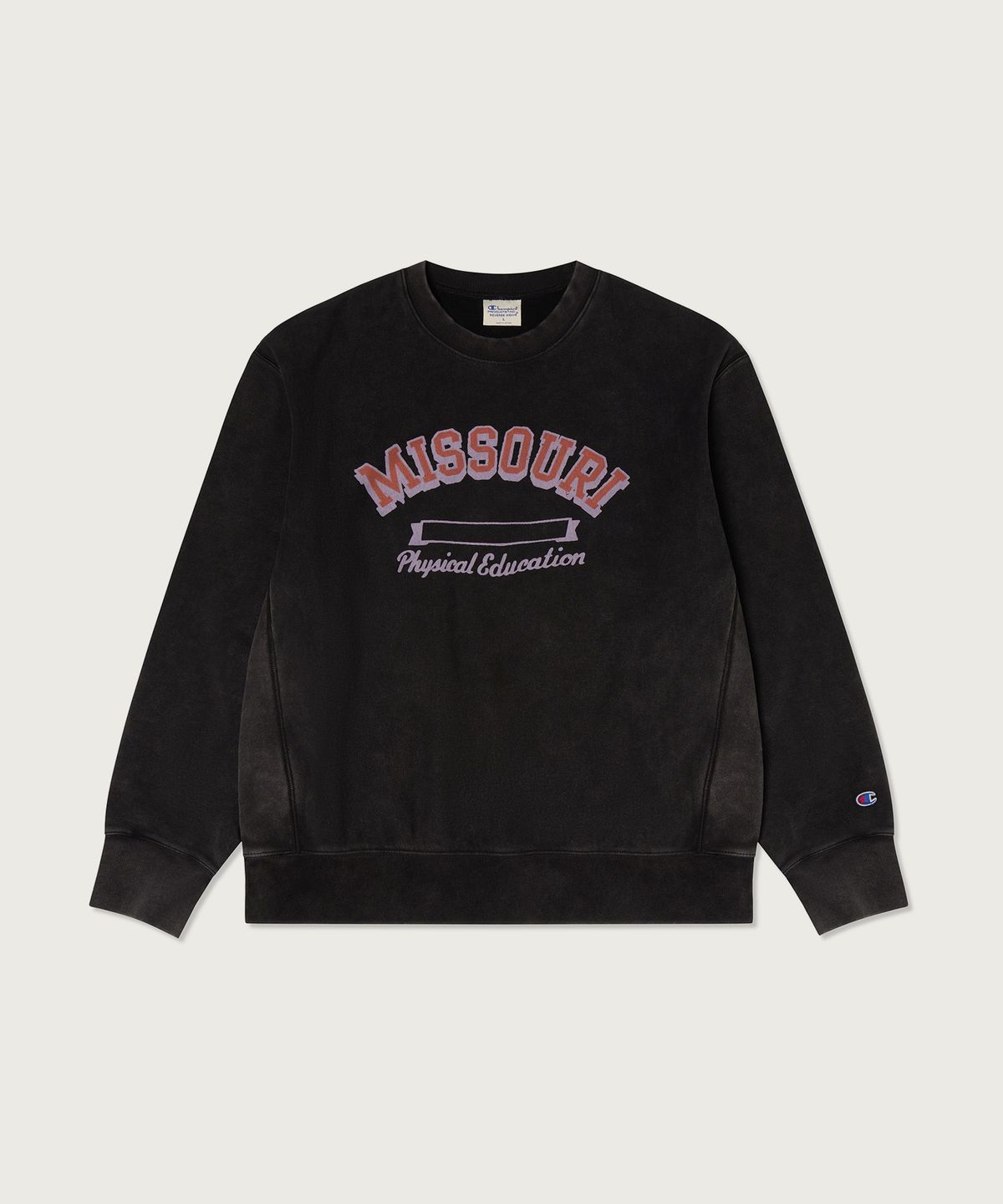 챔피온(CHAMPION) 리버스위브 루즈핏 컬리지 스웨트셔츠 Black