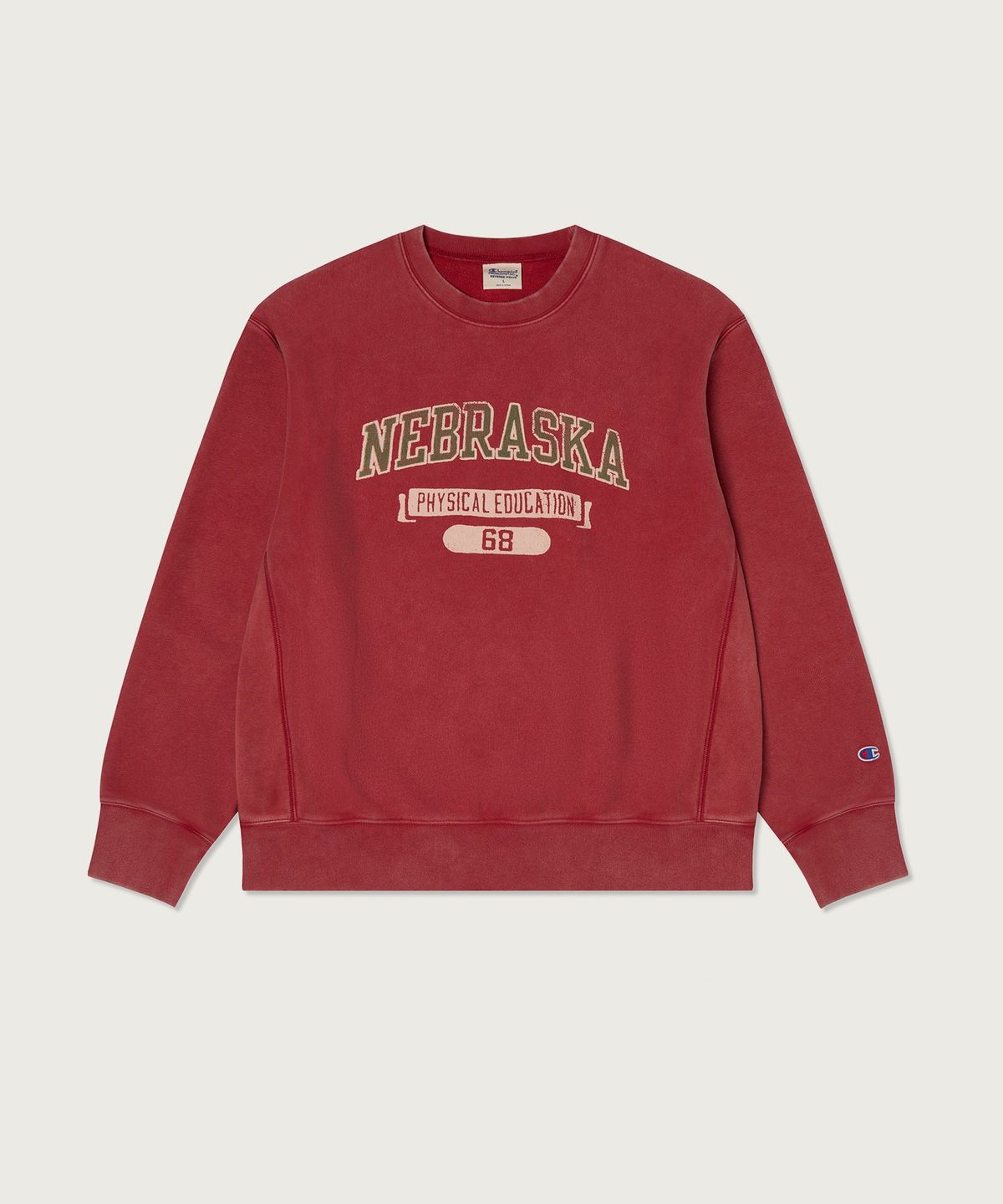 챔피온(CHAMPION) 리버스위브 루즈핏 컬리지 스웨트셔츠 Red