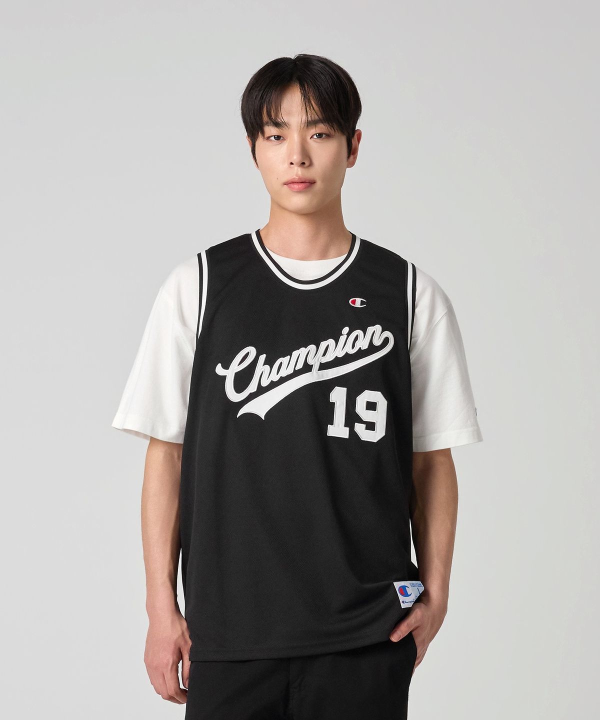 챔피온(CHAMPION) 바스켓볼 조그택 슬리브리스 Black