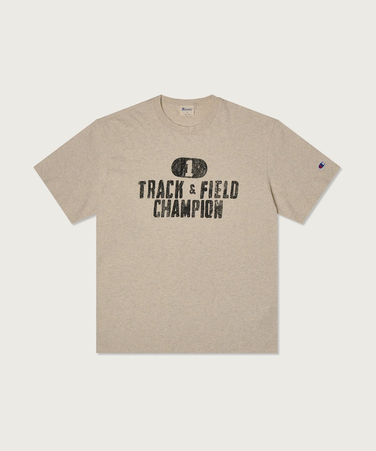 챔피온(CHAMPION) 루즈핏 컬리지 티셔츠 Oatmeal