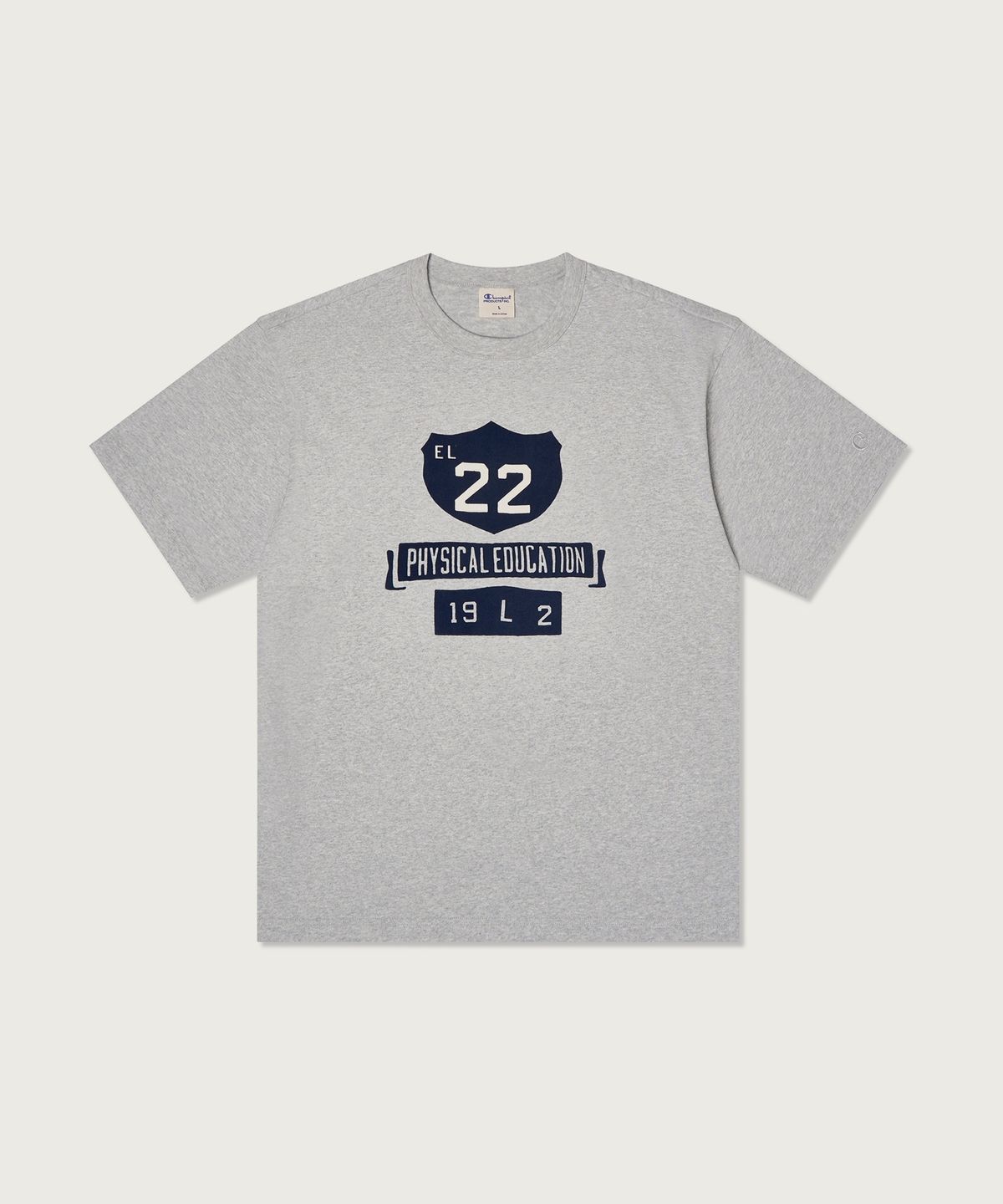 챔피온(CHAMPION) 루즈핏 워싱 크루 티셔츠 Grey