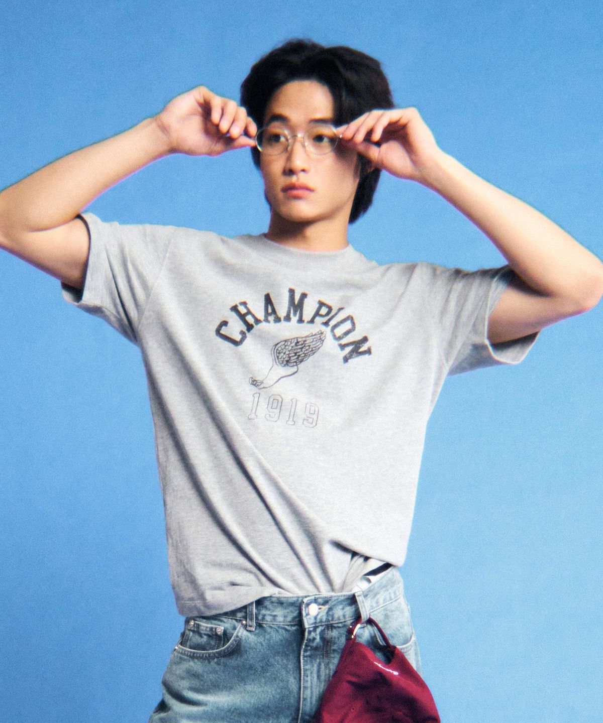 챔피온(CHAMPION) 헤리티지 윙풋 티셔츠 Grey