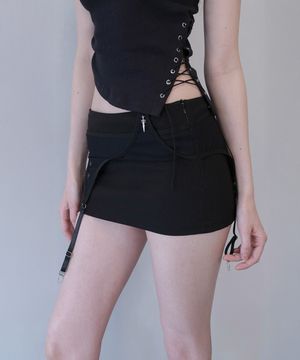 Layered Garter Micro Skirt (Black)