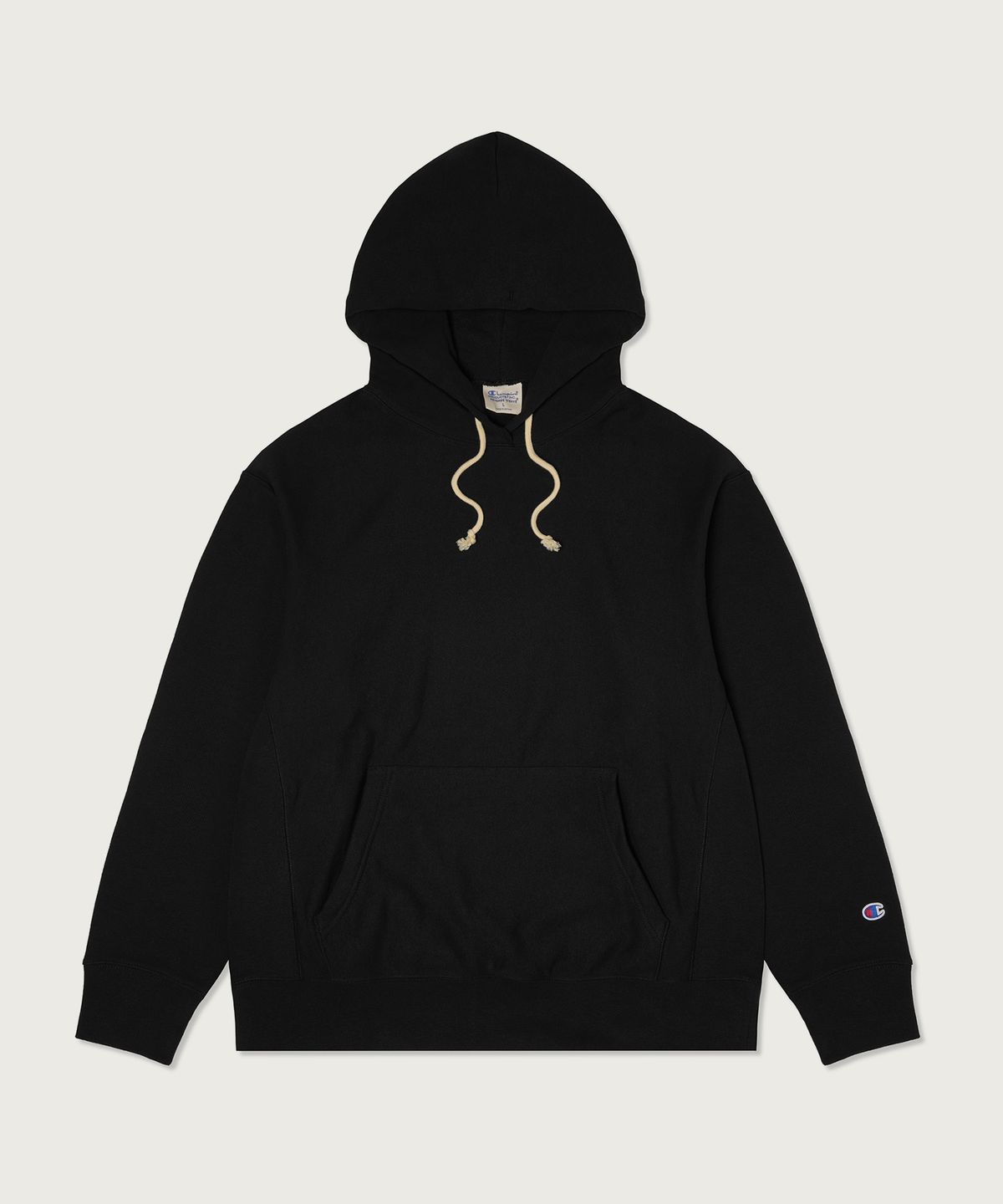 챔피온(CHAMPION) 리버스위브 루즈핏 후드 티셔츠 Black