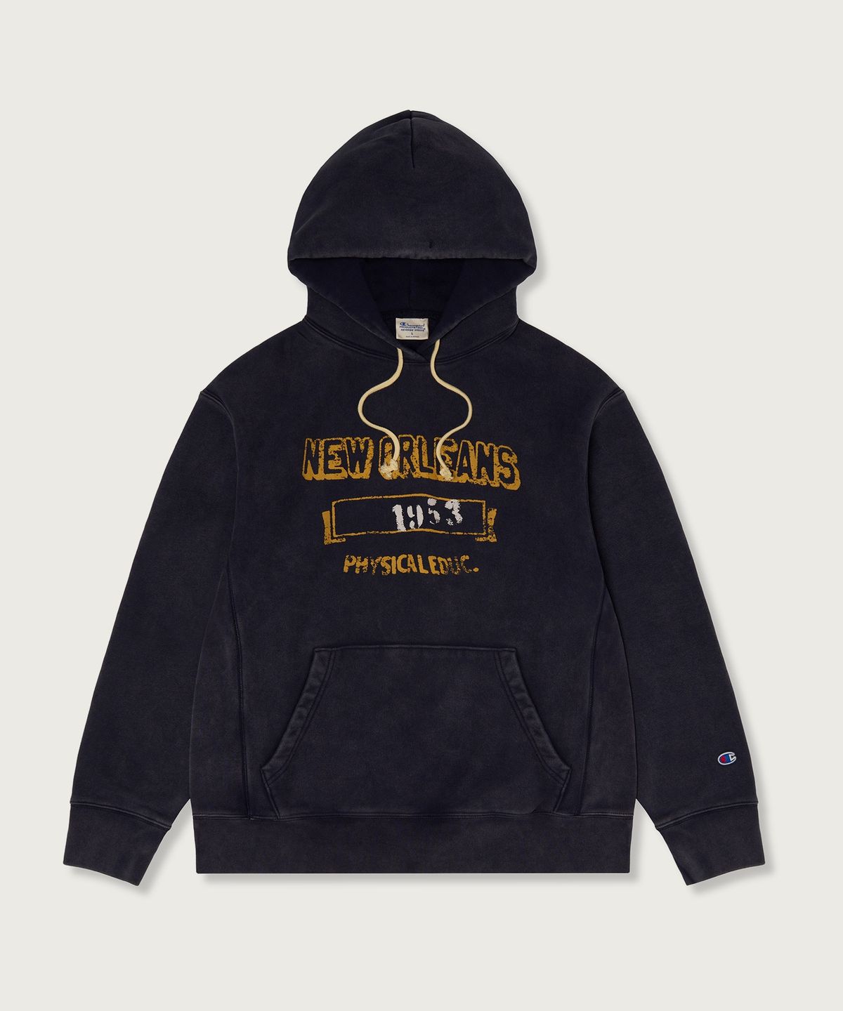 챔피온(CHAMPION) 리버스위브 루즈핏 컬리지 후드 티셔츠 Navy