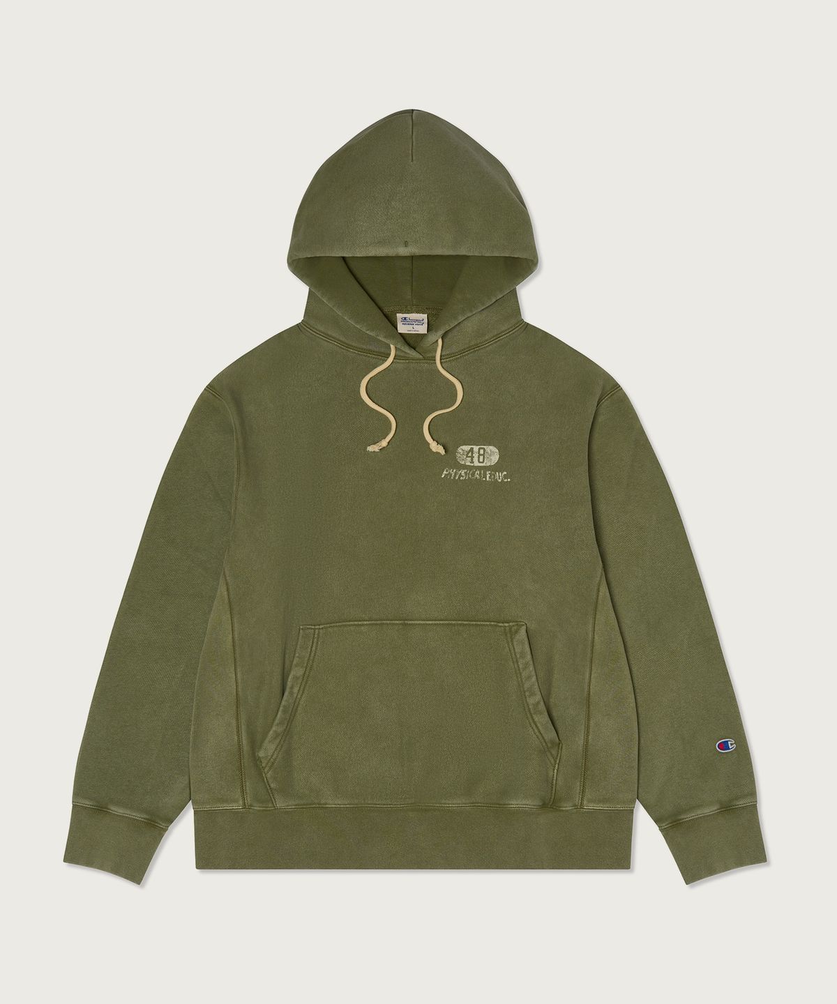 챔피온(CHAMPION) 리버스위브 루즈핏 컬리지 후드 티셔츠 Olive