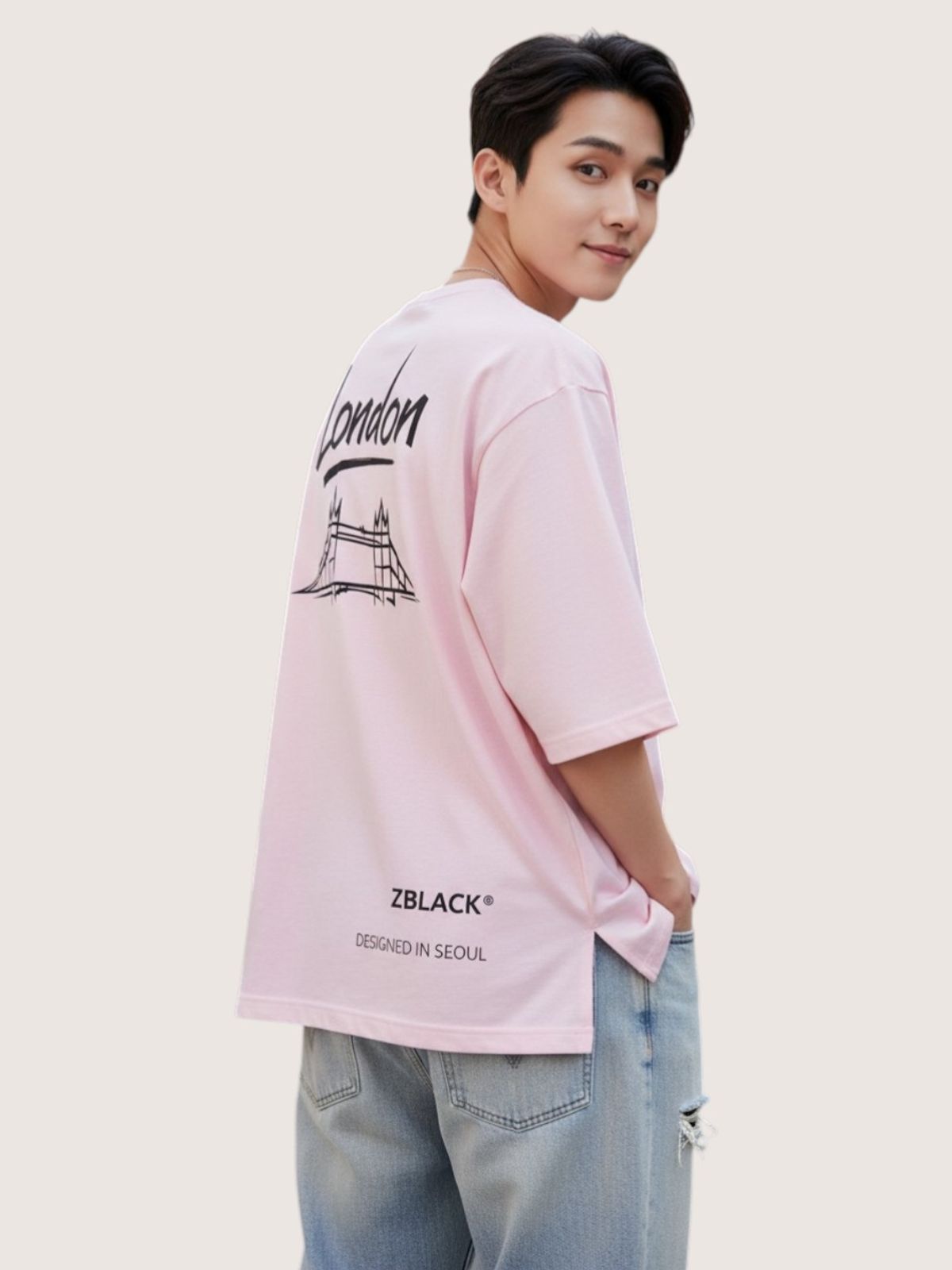 지블랙(ZBLACK) 패션위크 시티 런던 7부 티셔츠(PINK)