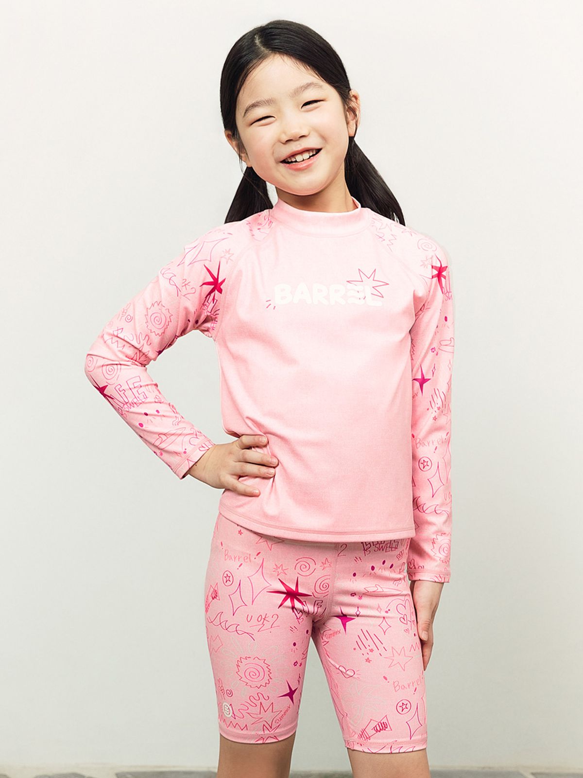 배럴(BARREL) 키즈 서머 스케치 래쉬가드 핑크 (B6SKWRG321PNK)