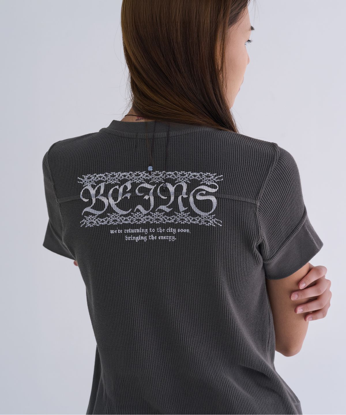 웰빙익스프레스(WELLBEING EXPRESS) Waffle Half Sleeve Charcoal