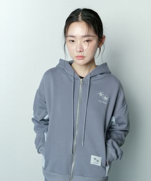 비플 셋업 사이드 절개 배색 후드 집업 남녀공용