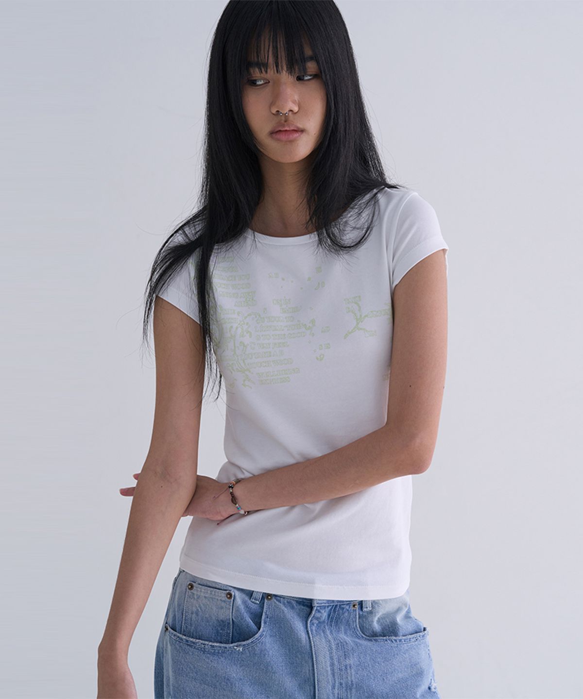 웰빙익스프레스(WELLBEING EXPRESS) Message Vine Half Sleeve White