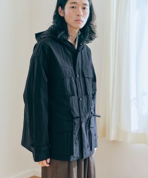 유니섹스 워시드 헌팅 자켓 블랙